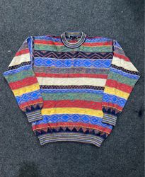 Point of Italy Multicolor Geometric Pattern Knit S..