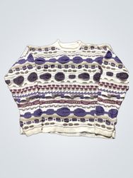 White and Purple Patterned Sweater