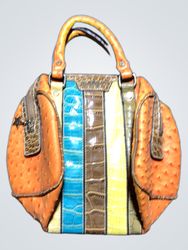 Makgro Striped Satchel Handbag