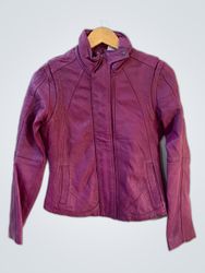 No Logo Purple Leather Jacket