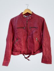 Peau d'Âne Paris Red Leather Biker Jacket