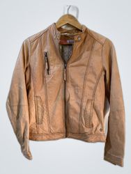 Unbranded Tan Leather Biker Jacket