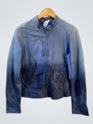 IKKS Blue Leather Jacket
