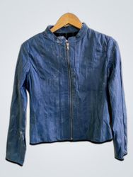Blue Real Leather Jacket