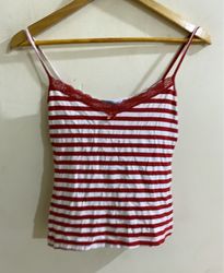 Débardeur rayé rouge et blanc