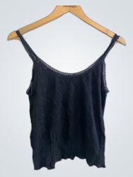 Blue Lace Trim Tank Top