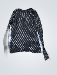 Black Long Sleeve Top with White Polka Dots