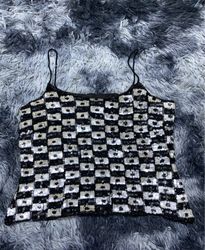 Unbranded Black and White Checkered Sequin Camisol..