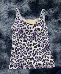 Purple and Black Leopard Print Tank Top