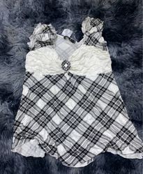 Black and White Plaid Top