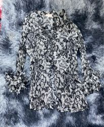 Printed Sheer Long Sleeve Blouse