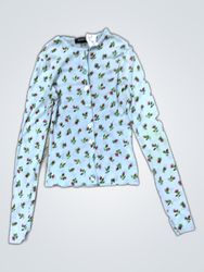 Kookai Light Blue Floral Knit Cardigan