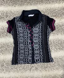 Carlo Pik Women's Black and White Patterned Top