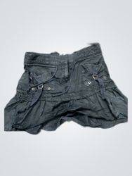 Black Cargo Mini Skirt