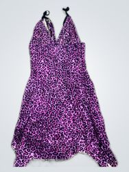 Purple Leopard Print Slip Mini Dress