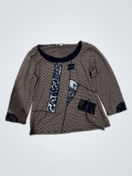 Dries Van Noten Striped Printed Long Sleeve Blouse