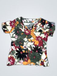 Floral Print Short Sleeve Blouse
