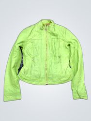 Green Leather Biker Jacket