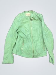 Mango Light Green Leather Jacket
