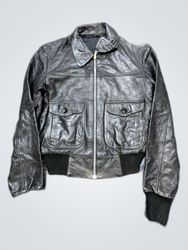 Black Leather Bomber Jacket