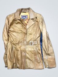 Mango Tan Leather Belted Jacket
