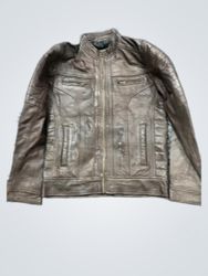 Brown Leather Biker Jacket