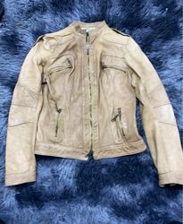 Distressed Leather Biker Jacket