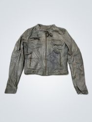 Unbranded Gray Leather Biker Jacket