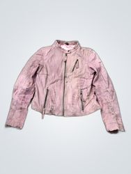 Pink Leather Biker Jacket