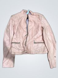 Pink Quilted Leather Jacket