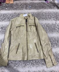 Zara Beige Leather Jacket