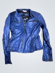 Dquinn Blue Leather Jacket