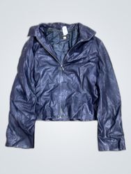 Mango Leather Hooded Jacket