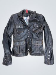 Unbranded Black Leather Blazer Jacket