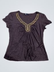Bebe Embroidered V-Neck Blouse