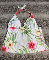Hawaiian Floral Halter Neck Swimsuit Top