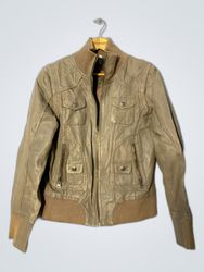 Unbranded Tan Faux Leather Moto Jacket