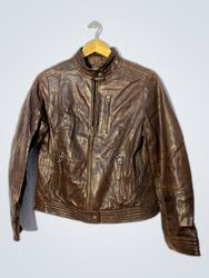 Brown Leather Biker Jacket