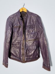 Purple Leather Moto Jacket