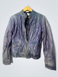 Unbranded Blue Leather Biker Jacket