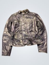 Distressed Leather Moto Jacket
