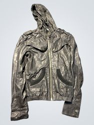 Black Leather Jacket with Hood