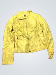 JJ Yellow Leather Moto Jacket