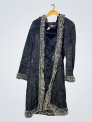 Black Fur-Trimmed Coat
