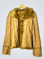 Tan Fur-Trimmed Jacket