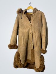 Brown Suede Shearling Coat