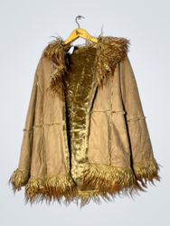 Tan Fur-Trimmed Jacket