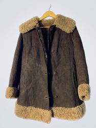 Vintage Brown Suede Jacket with Fur Trim