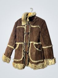 Brown Suede Jacket with Fur Trim