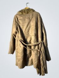 Tan Fur-Lined Leather Coat